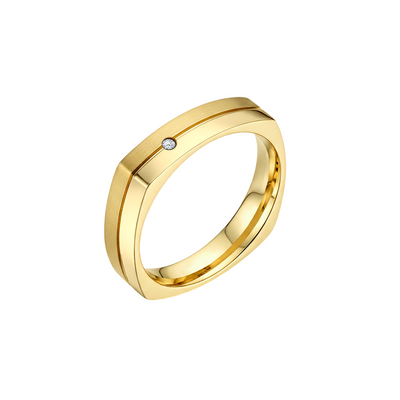 Aliança Quadrada Fosca em Ouro Amarelo 4,0 mm - MADISON