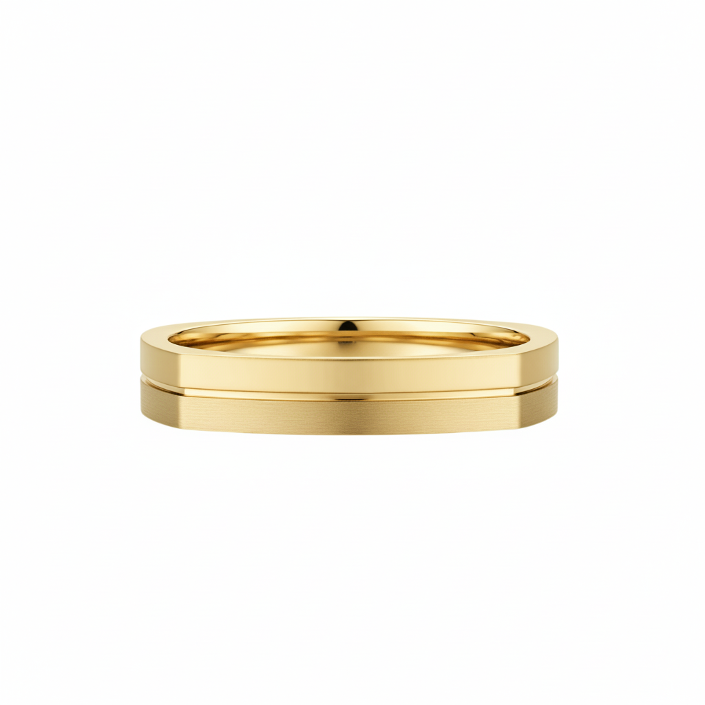 Aliança Quadrada Fosca em Ouro Amarelo 5,0 mm - MADISON