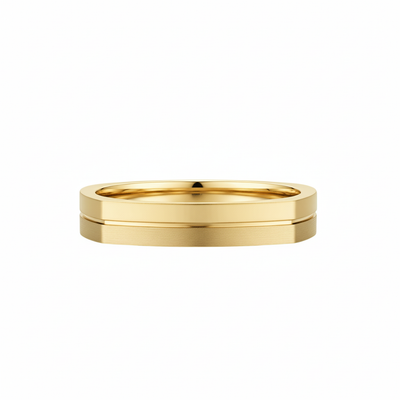 Aliança Quadrada Fosca em Ouro Amarelo 5,0 mm - MADISON