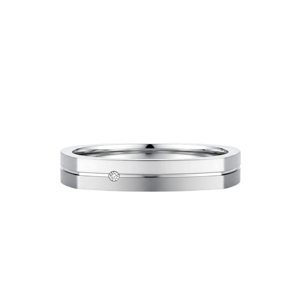 Aliança Quadrada Fosca em Ouro Branco 4,0 mm - MADISON