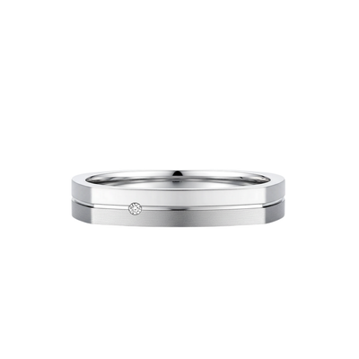 Aliança Quadrada Fosca em Ouro Branco 4,0 mm - MADISON