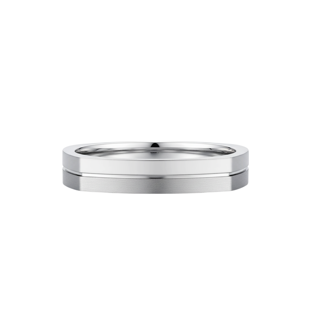 aliança quadrada fosca ouro branco 5,0 mm