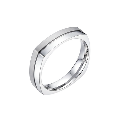 Aliança Quadrada Fosca em Ouro Branco 5,0 mm - MADISON