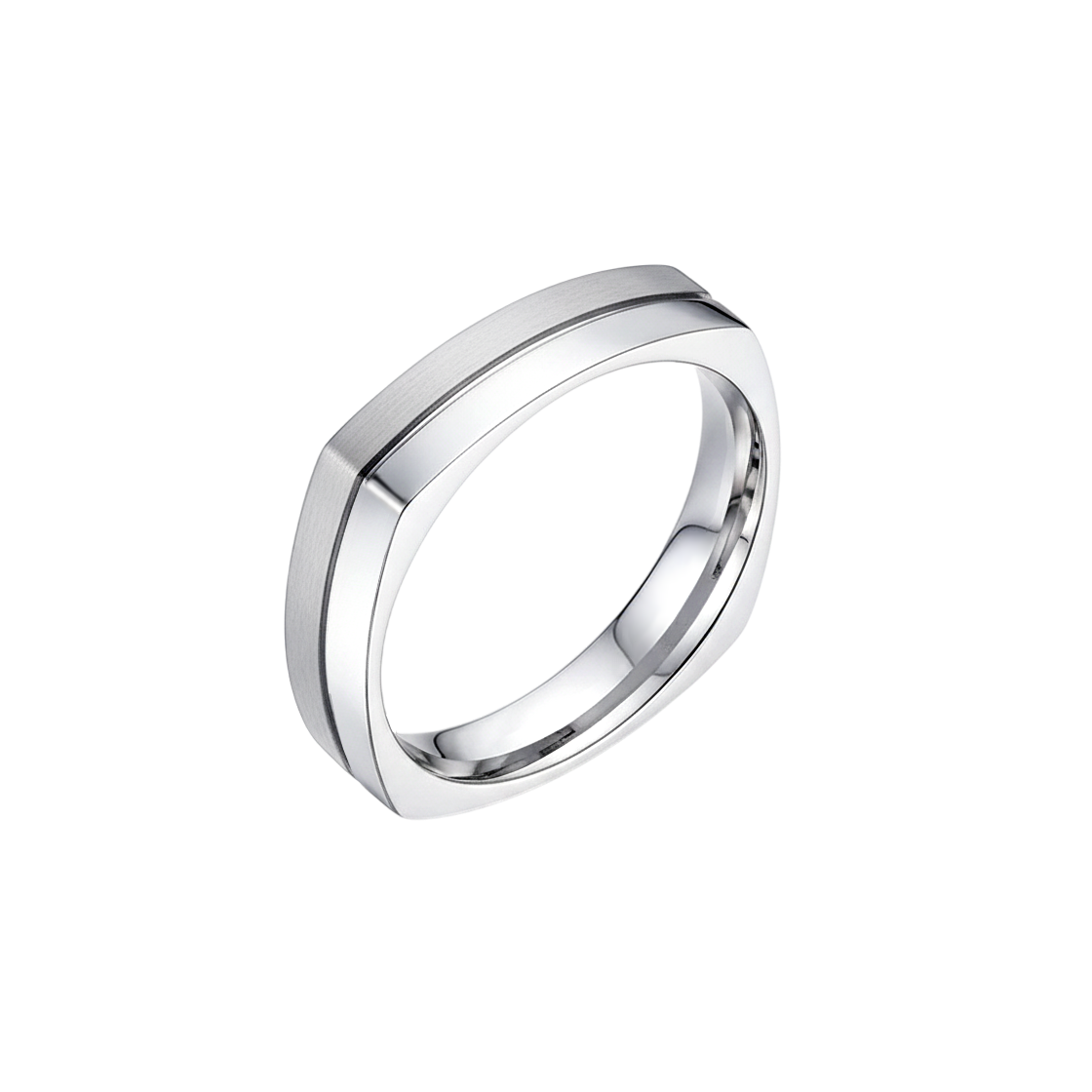 Aliança Quadrada Fosca em Ouro Branco 5,0 mm - MADISON