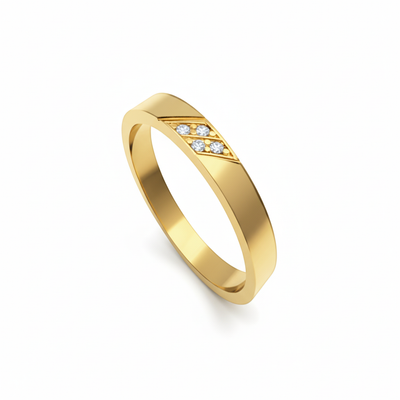 Anel Reto, Ouro Amarelo 18k e Duas Colunas Diagonais de Diamantes - ENVY Diamantes