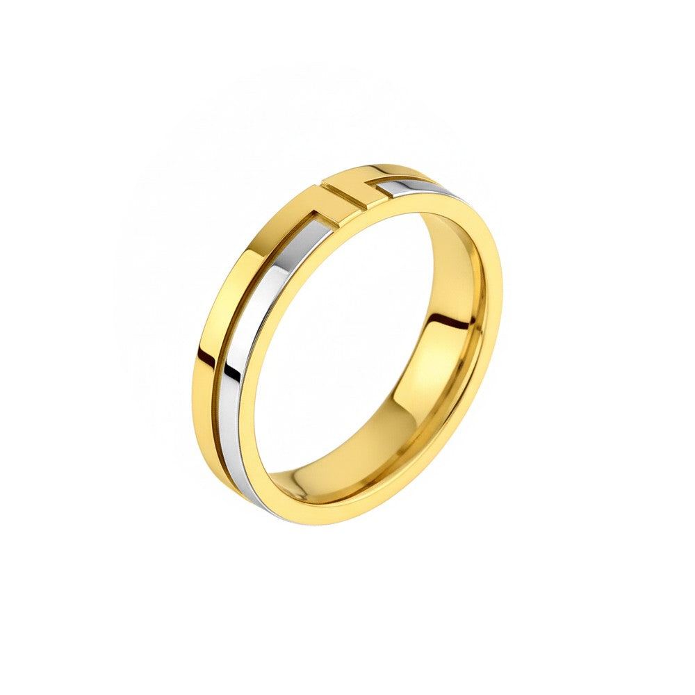 Aliança Reta Ouro Amarelo e Ouro Branco - QUANTUM 4,0 mm
