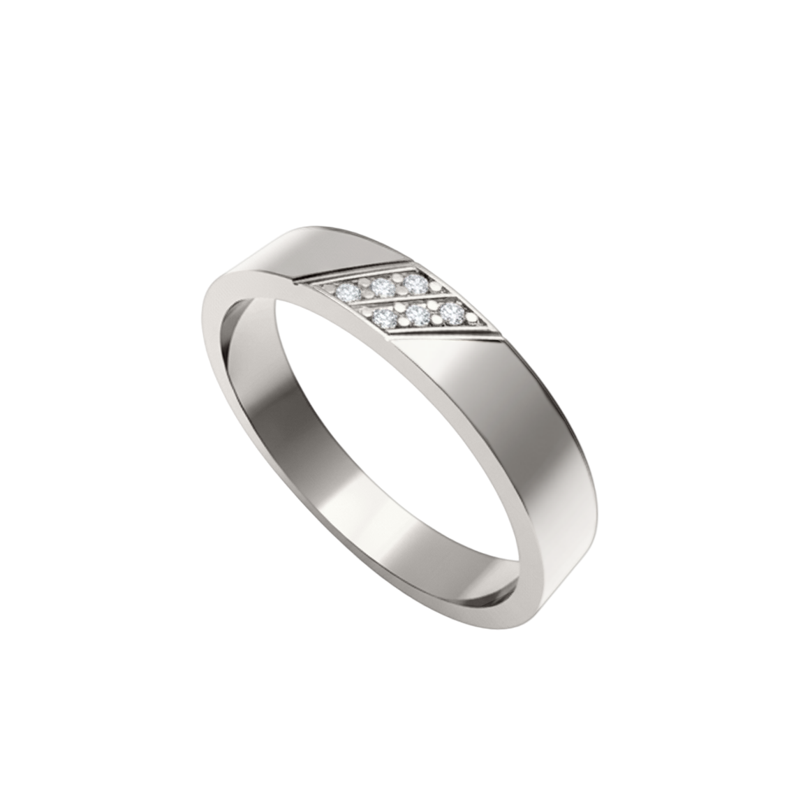 aliança reta ouro branco com diamantes