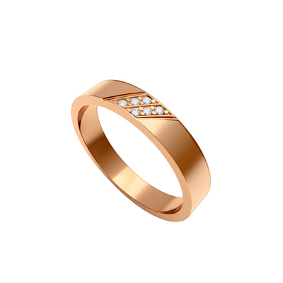 aliança reta ouro rosa e diamantes