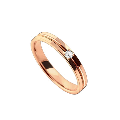 Aliança Trabalhada Ouro Rosé Diamante - LIENS Carretilhado 3,5 mm