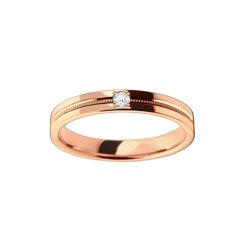 Aliança Trabalhada Ouro Rosé Diamante - LIENS Carretilhado 3,5 mm