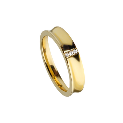 anel concavo ouro amarelo e diamantes