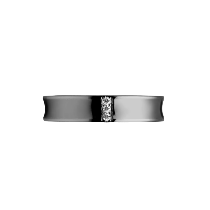 anel côncavo ouro negro e diamantes