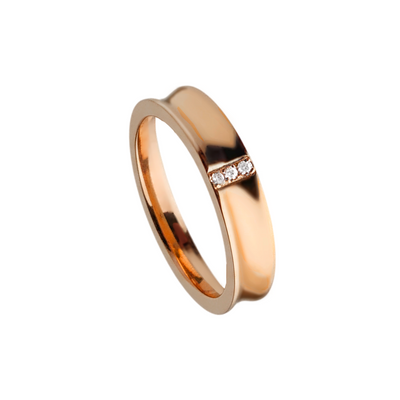 anel concavo ouro rosa e brilhantes