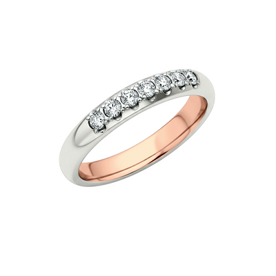 Meia Aliança Abaulada de Diamantes, Ouro Branco e Rosa - ESPECIAL DIAMANTES