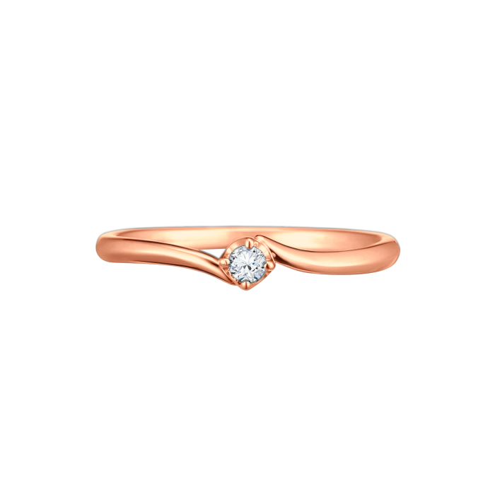 Anel Solitário Diamante 5 pontos em Ouro Rosa, Caixa Diamante de 4 Garras - Solitário SAINT-ETIÉNNE