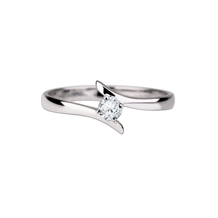 Anel Solitário de Diamante em Ouro Branco - ETERNITY Curvo