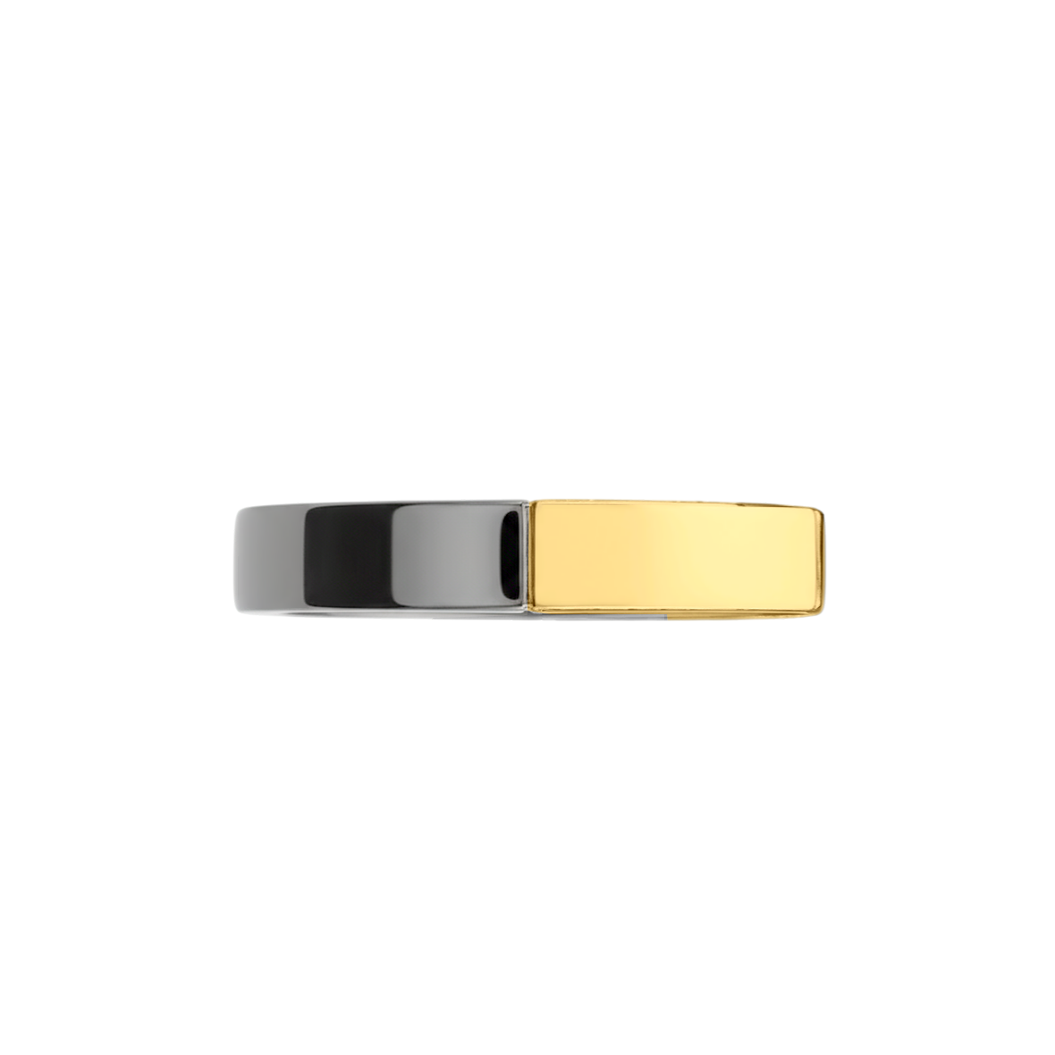 Anel Ouro Negro Paladinado e Amarelo com Esmeraldas - BLEND Esmeraldas