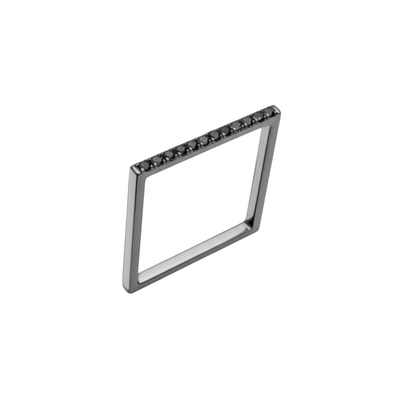 anel fino quadrado ouro negro, diamantes negros