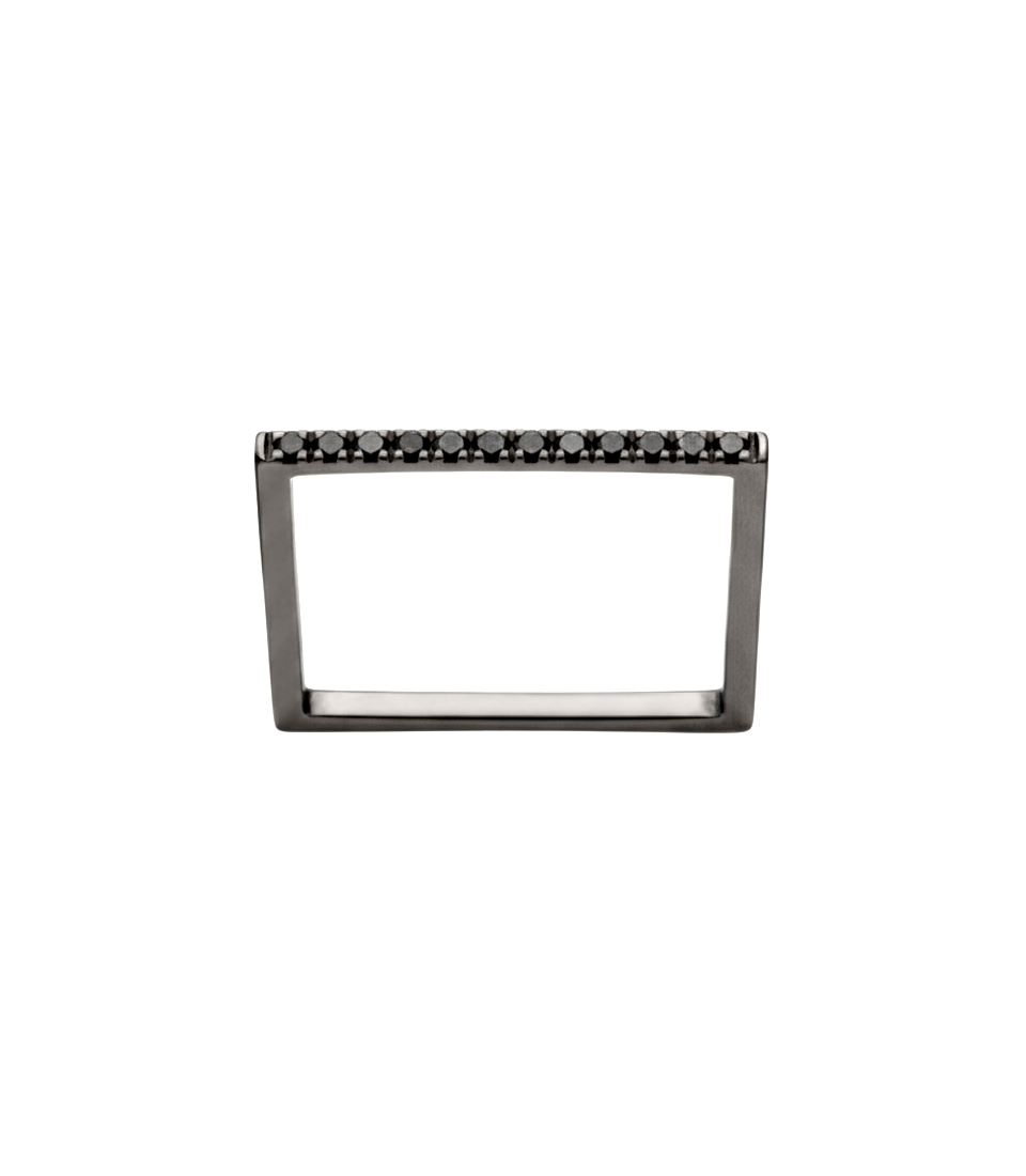 Anel Fino Ouro Negro e Diamantes Negros - MADISON