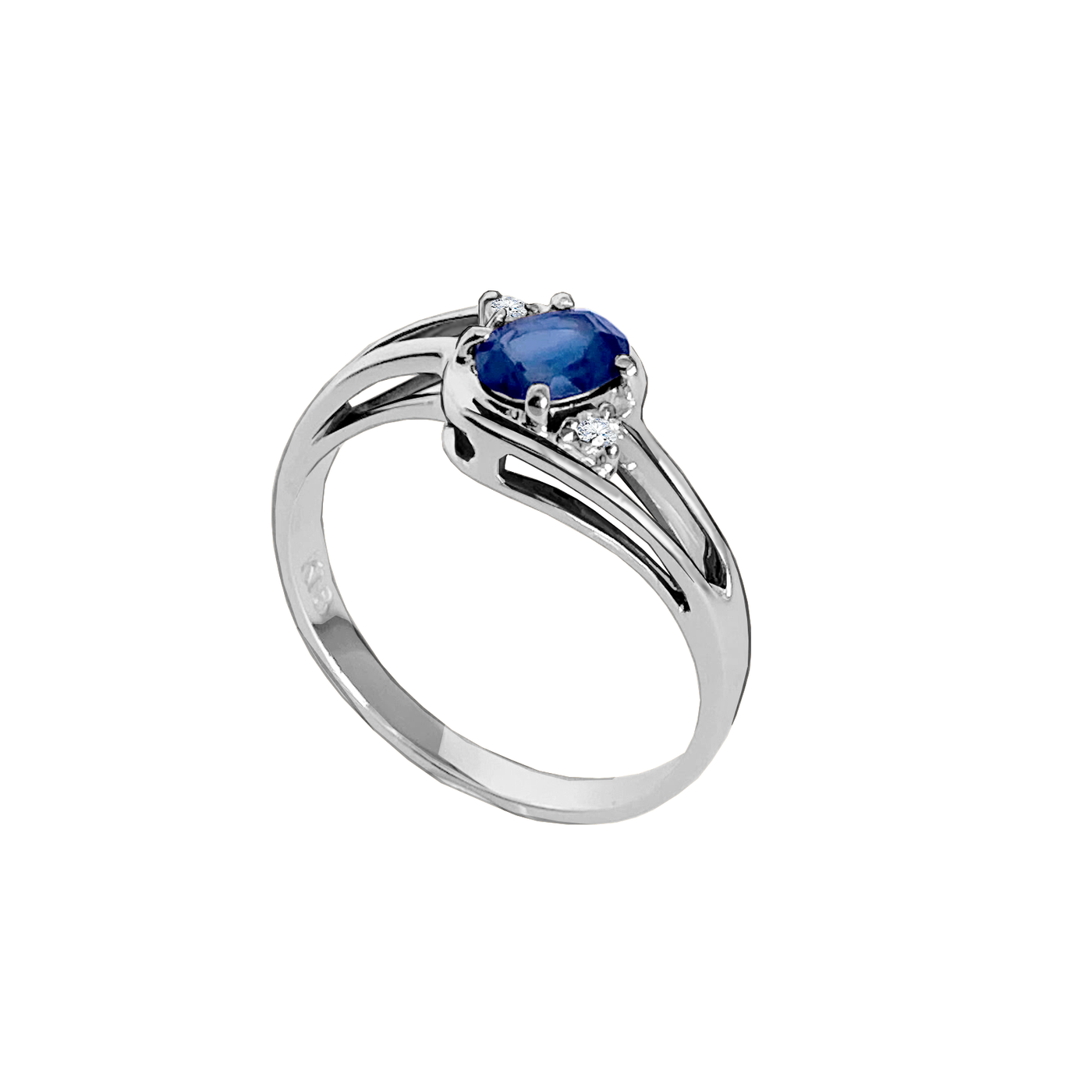 Anel de Safira em Ouro Branco - FORTUNE Azul