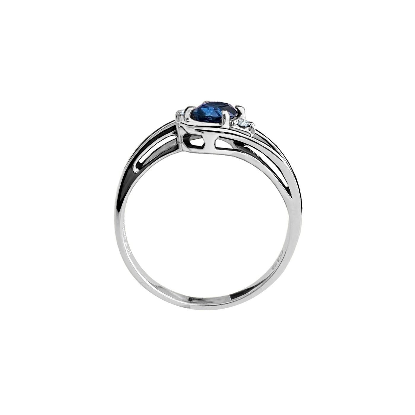 anel safira azul oval