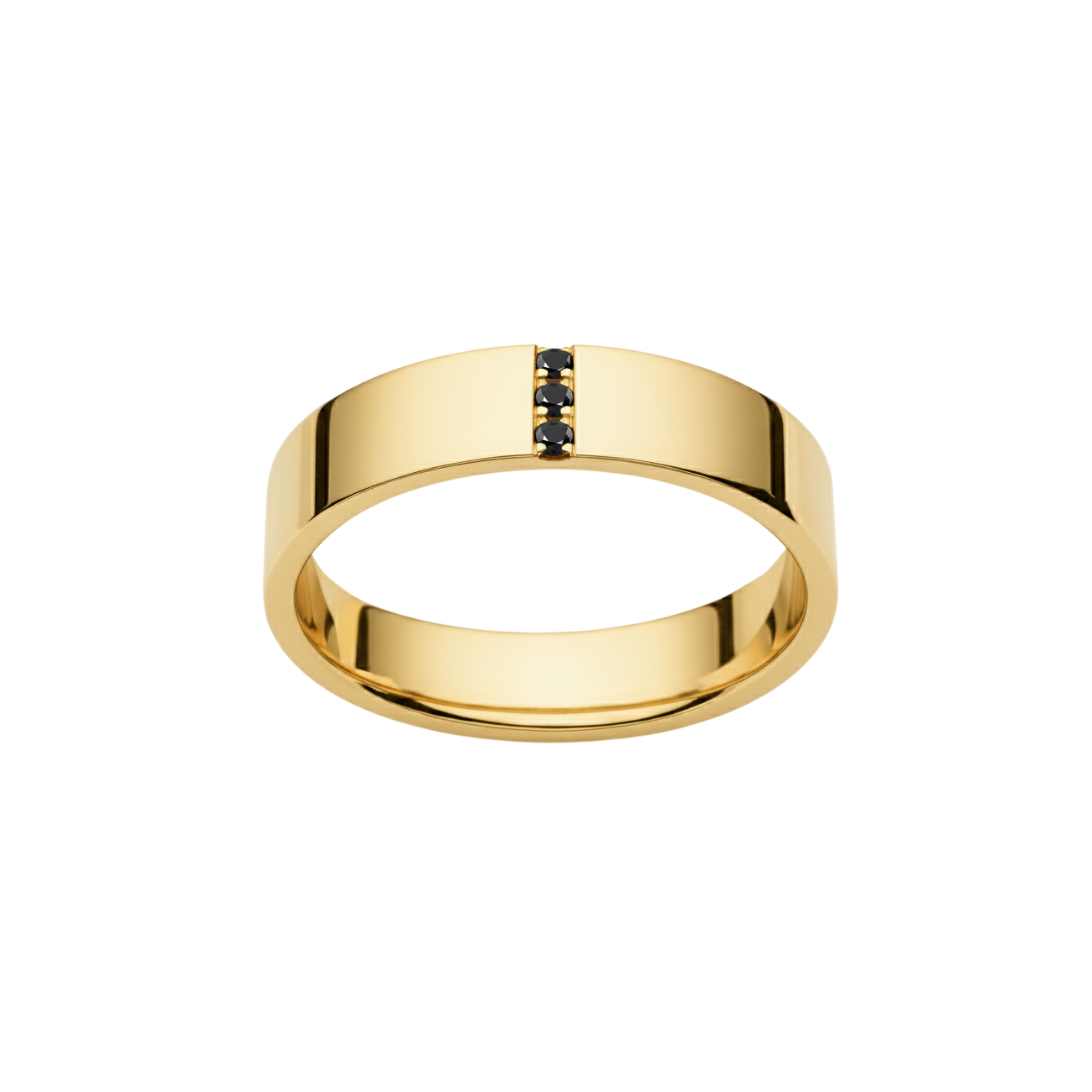 Anel Masculino Ouro Amarelo e Diamantes Negros - ONE