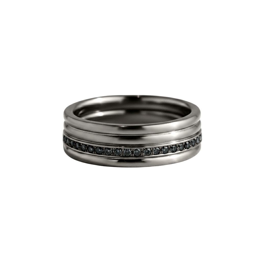 Anel Masculino Ouro Negro e Diamantes Negros (BRISTOL)