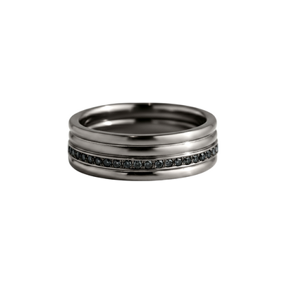 Anel Masculino Ouro Negro e Diamantes Negros (BRISTOL)