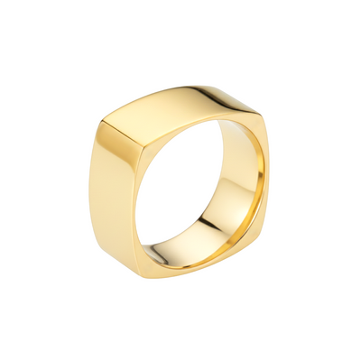 Anel Masculino Quadrado em Ouro Amarelo - MADISON