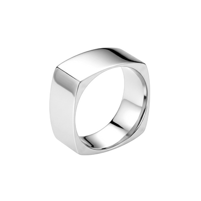 Anel Masculino Quadrado em Ouro Branco - MADISON