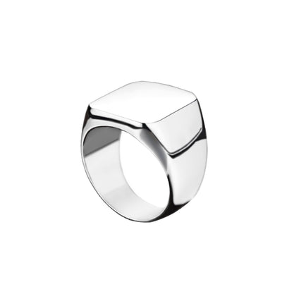 anel signet quadrado ouro branco masculino