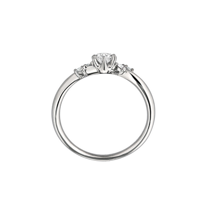 anel noivado solitário, 25 pontos diamantes, ouro branco