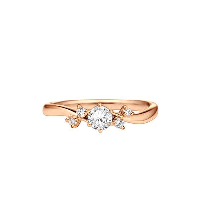 anel noivado, 25 pontos diamantes, ouro rosa 18k IVY Diamantes
