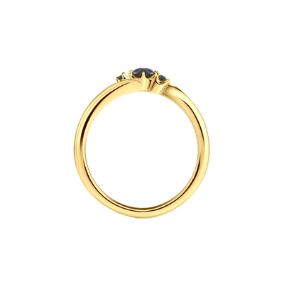 Anel Solitário de Diamantes Negros, 12 a 13 pontos Diamantes, Ouro Amarelo - MOUVEMENT