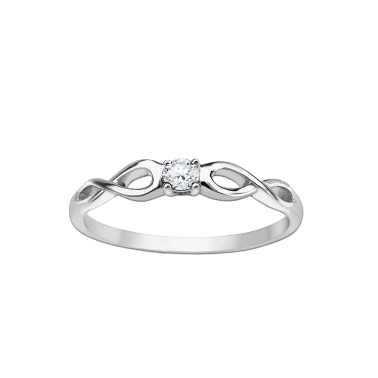 Anel Solitário Diamante 7 pontos, Ouro Branco, Aro Entrelaçado - VERSAILLES Extended