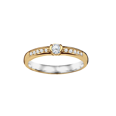 anel solitario noivado, anel pedido, ouro amarelo e branco