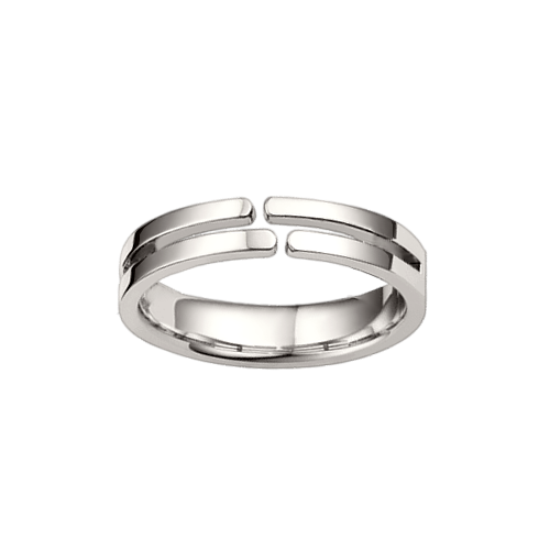 anel ouro branco 4mm aro vazado e aberto descentralizado ETERNITY Vazado