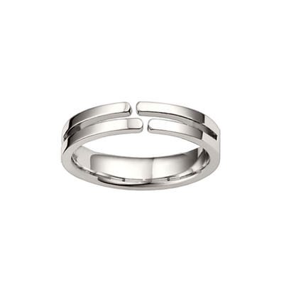 anel ouro branco 4mm aro vazado e aberto descentralizado ETERNITY Vazado