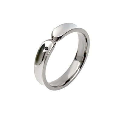 Anel Ouro Branco e Diamante Negro - FIRENZE