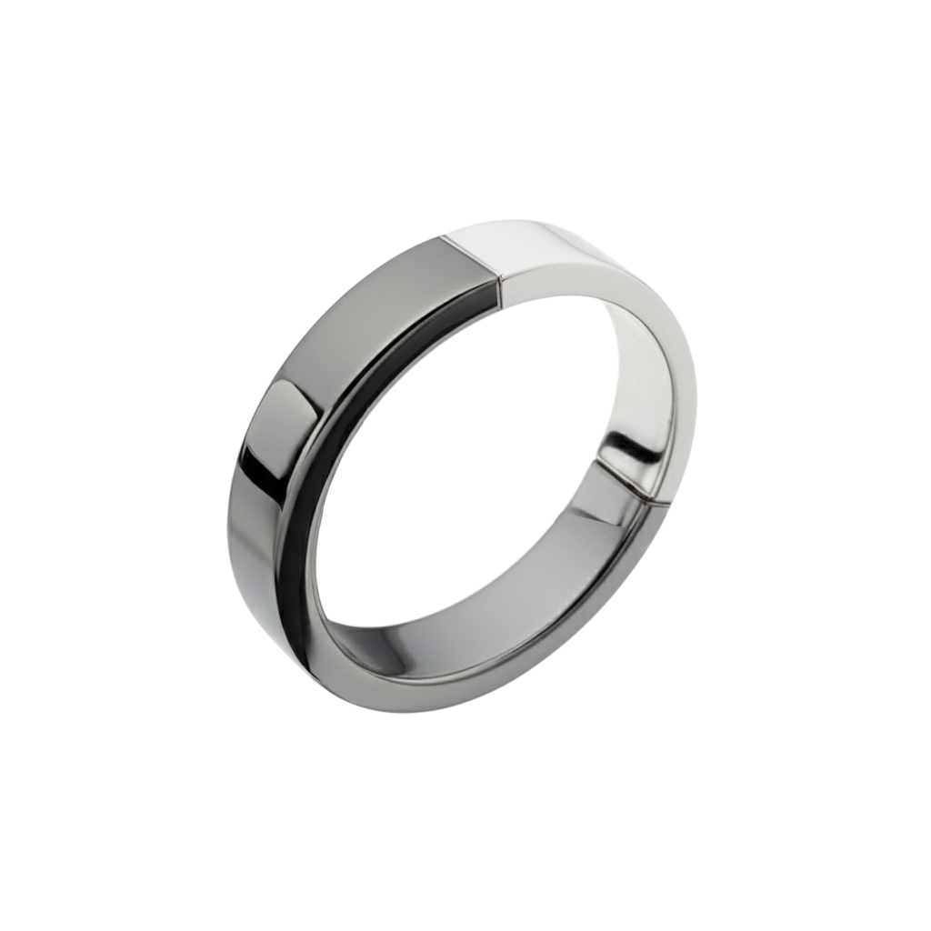 Anel Ouro Branco e Negro Paladinado - BLEND