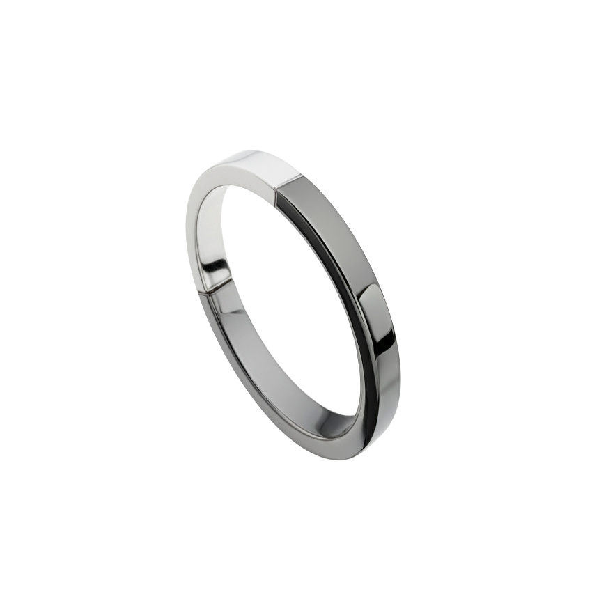 Anel Reto, Ouro Negro Paladinado e Branco - BLEND 2,5 MM