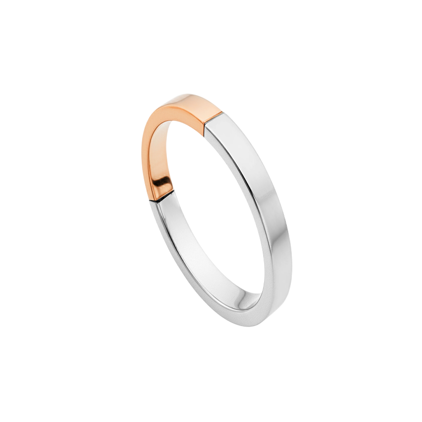Anel Reto, Ouro Rosa e Branco - BLEND 2,5 MM