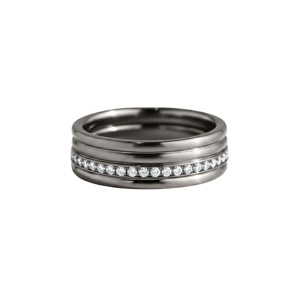 Anel Masculino Ouro Negro e Diamantes (BRISTOL)