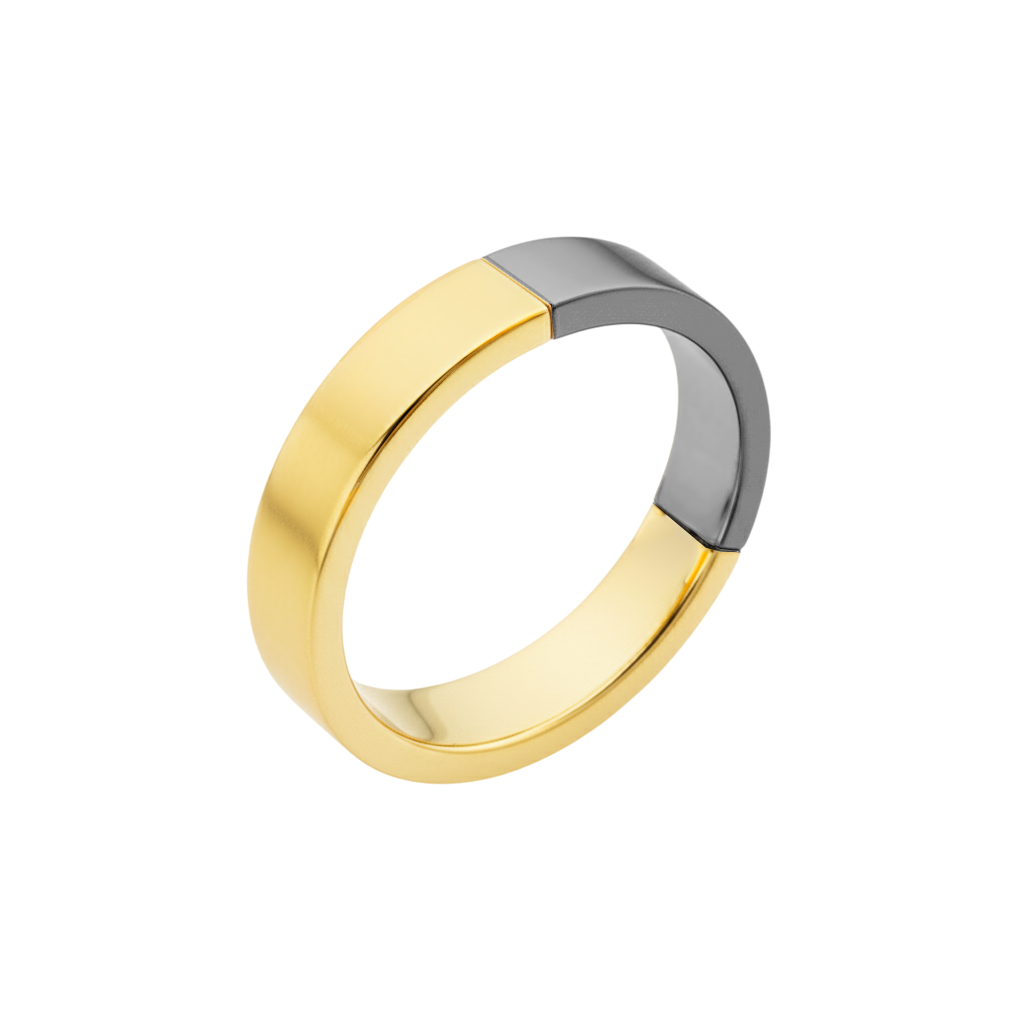 Anel Ouro Negro Paladinado e Amarelo - BLEND