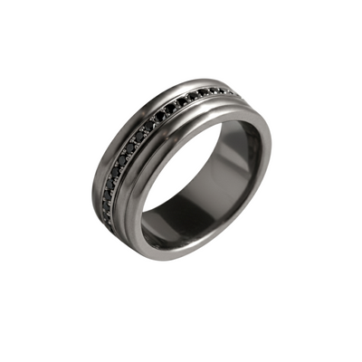 Anel Masculino Ouro Negro e Diamantes Negros
