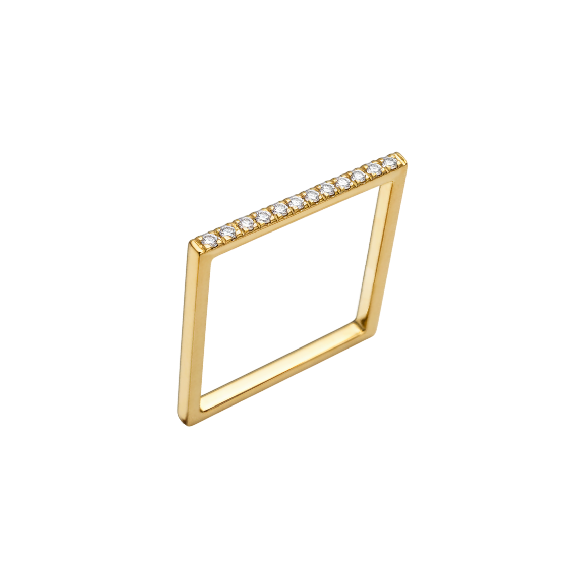 Anel Quadrado Fino Ouro Amarelo e Diamantes - MADISON