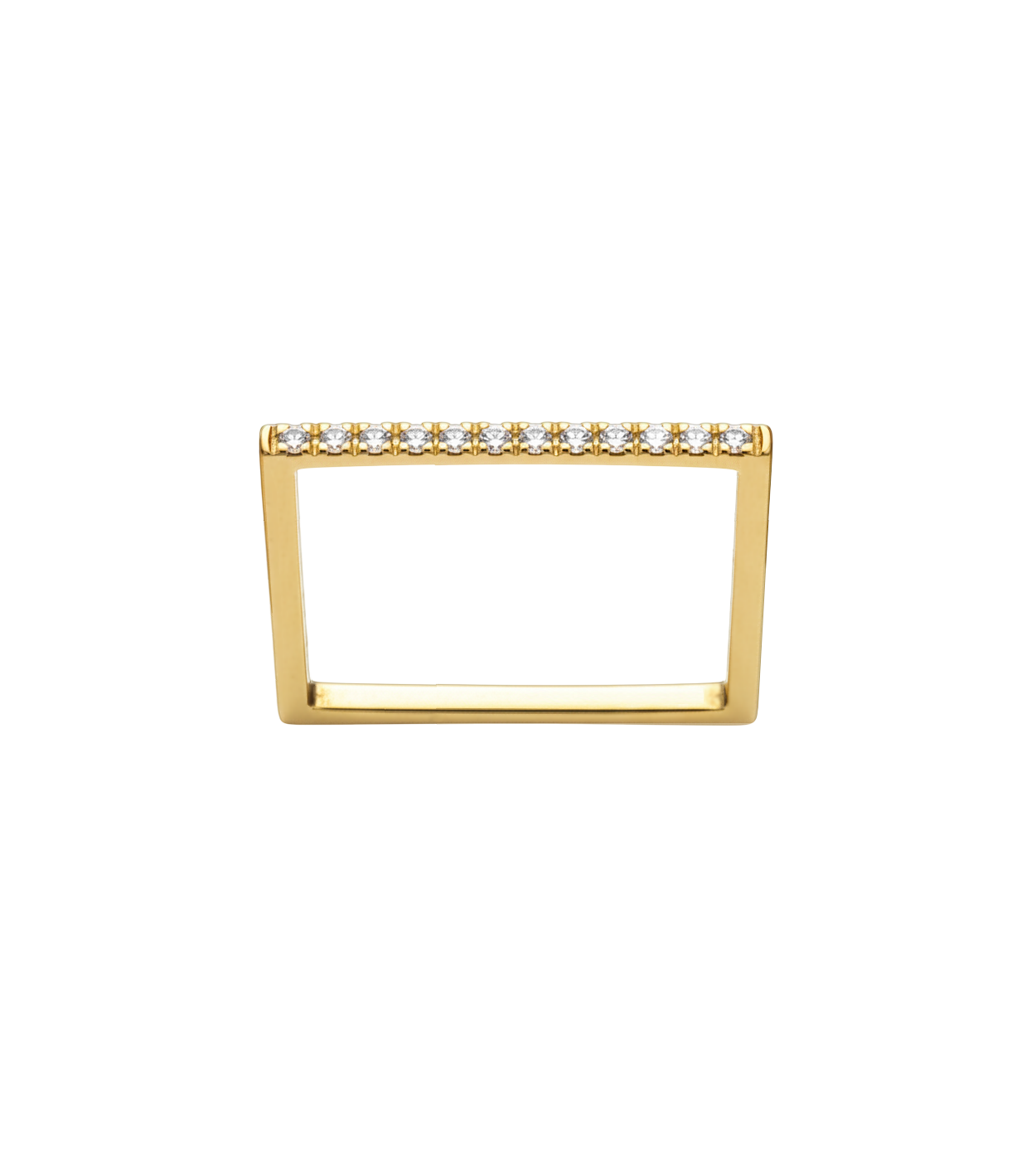 Anel Quadrado Fino Ouro Amarelo e Diamantes - MADISON