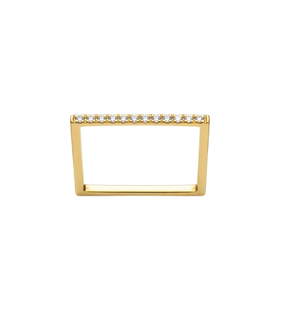 Anel Quadrado Fino Ouro Amarelo e Diamantes - MADISON