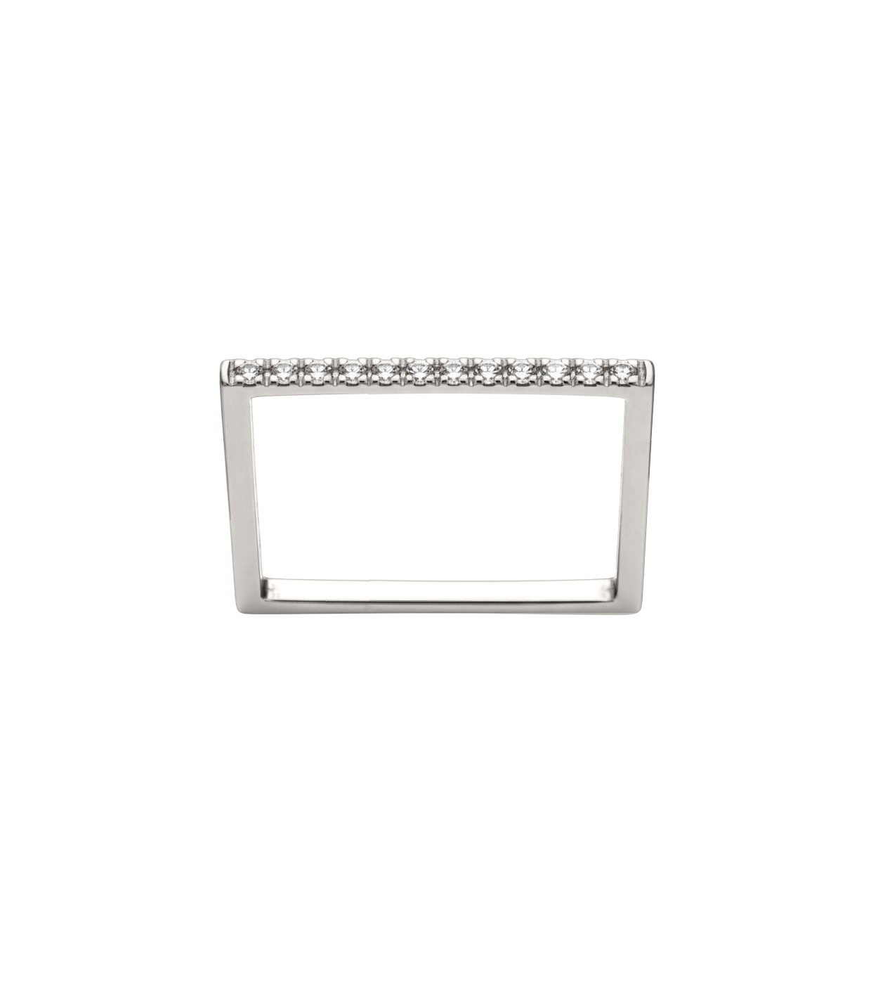 Anel Quadrado Fino Ouro Branco e Diamantes - MADISON