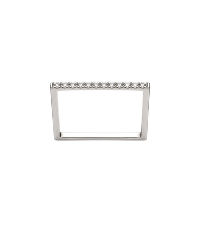 Anel Quadrado Fino Ouro Branco e Diamantes - MADISON